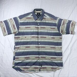 Vintage Aztec Button Up Shirt Dockers‎ Men's Large Stripe Cowboy Western Denim
